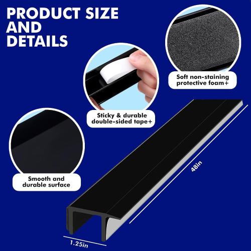 Desk to Wall Gap Filler – Desk to Wall Gap Cover, Durable PVC Plastic Office Desk Attachment, Eliminates Desk-Wall Gaps, Easy Installation, Fits Most Desks, 48 Inches, Matte Black