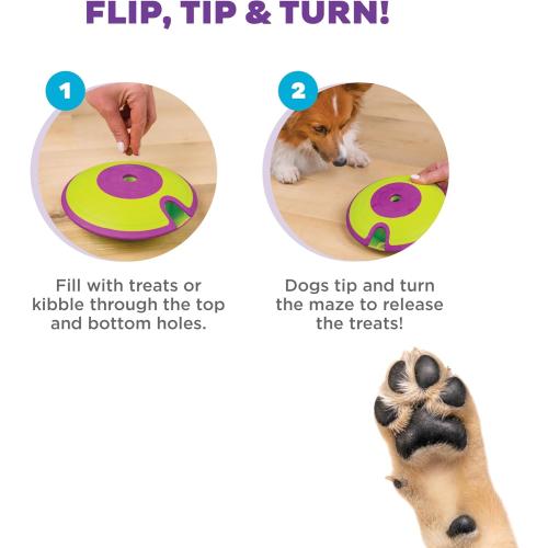 Outward Hound by Nina Ottosson Dog Treat Maze Dog Puzzle Enrichment Toy, Level 2 Intermediate, Green