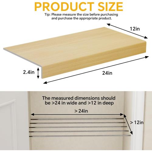 6 PCS Wire Rack Covers for Pantry Wood Grain, 24''W * 12''D(Ready to Use) Faux Wood Shelf Covers for Wire Shelving, Rustic Closet Shelves Covering Toppers, for Pantry, Bathroom, Kitchen, Garage