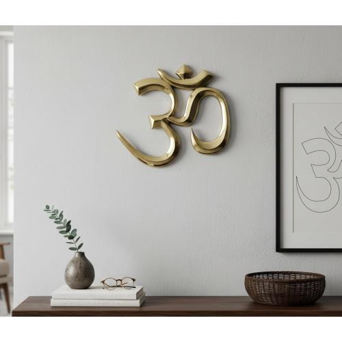 eSplanade Brass OM Wall Hanging Sculpture | Vastu | Fengshui | Goodluck, Auspicious, Religious symbols | Pooja Idols | Home Decor -