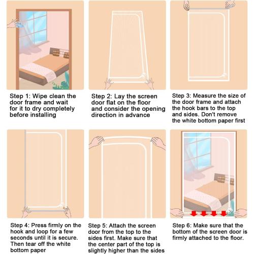 Size 24x80 Color White  Cat Screen Door is Suitable for Door Size 24''x 80'' to Prevent Pets from Running Out of The Screen Door with Zipper Closure, Cat Screens for Bedroom, Living Room,Courtyard Doors, White