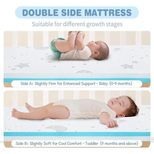 Pack and Play Mattress, 38x26 Pack N Play Mattresses Pad with Breathable Jacquard Cover, Dual-Sided Soft & Firm Memory Foam Baby Mattress for Pack N Play