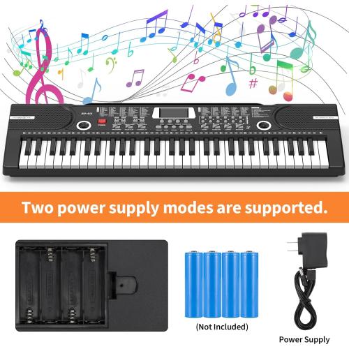 61 keys keyboard piano, Electronic Digital Piano with Built-In Speaker Microphone, Sheet Stand and Power Supply, Portable piano Keyboard Gift Teaching for Beginners