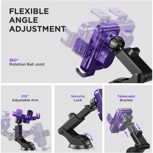 Wireless Car Charger,【7 Colored RGB Backlit】15W Auto Clamping Car Charger Phone Mount Holder for iPhone 16 15 14 13 12 Mini Pro Max 11, Samsung Galaxy S24 Ultra S23 S22 S21  S10  Note 20, etc - Purple