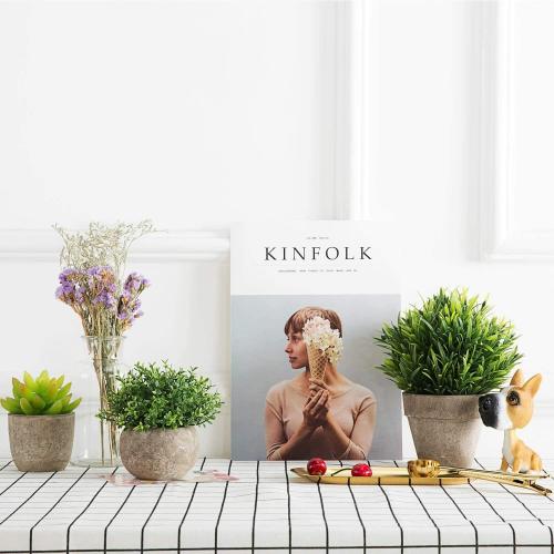 Velener Artificial Grass Potted Plant - Emerald Green Home Decor, Pumpkin Topiary Outdoor & Indoor Fall Plants Home Decor Accents, Coastal Kitchen, Countertops, Classroom, Farmhouse Christmas Decor