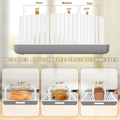 Upgrade Widen Bread Slicer for Sourdough rounds, 13″ Adjustable Large Capacity Wide and Thicknesses, Foldable and Compact Cutting Guide with Crumb Tray, Suitability for Homemade sourdough Bread