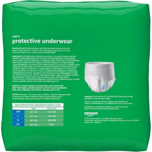Amazon Basics Incontinence Underwear for Men, Maximum Absorbency, 2X-Large, 14 Count (3 Pack)