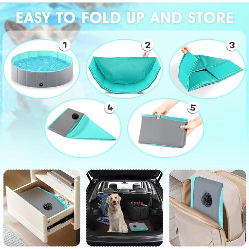 Foldable Dog Pool, Kiddie Pool Hard Plastic Pool for Kids, Portable Dog Pool PVC Pet Swimming Pool, Collapsible Pool Dog Bathing Tub, Dog Swimming Pool Suitable for Indoor and Outdoor (32 x8 Inch)