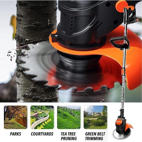 Cordless String Stringless Trimmer 24v Weed Wacker Electric Grass Trimmer Edger Height Adjustable Low Noise Brush Cutter Weed Grass Cutter Kit for Grass Trimming/Edging Lawn and Garden Care