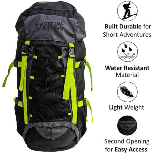 Presents 75 ltrs Campsack Rucksack/Camping/Trekking/Hiking Bag for Outdoor Sports (Neon Green & Black)