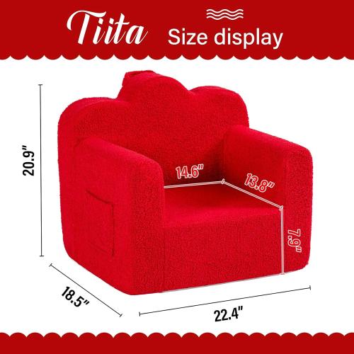 Tiita Kids Couch Plush Toddler Chair, Cloud-Like Glow in The Dark Kids Sofa Toddler Reading Chair with Washable Cover Carrying Handle, Convertible Children Sofa Chair for Girls and Boys