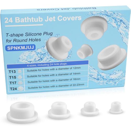 Bathtub Jet Covers Silicone Hole Plug White Tube Plugs 4 Sizes Waterproof Bathtub Plug Fit for 12mm 14mm 16mm 22-23mm Bathtub Hole