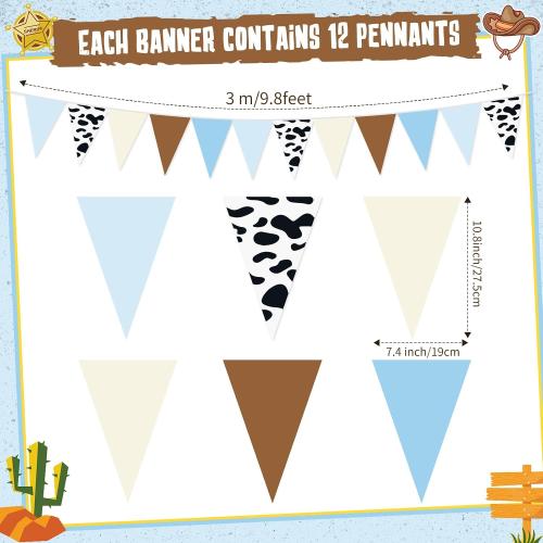 Pasimy 5 Pcs First Rodeo Birthday Decor Cowboy Banner Triangle Pennant