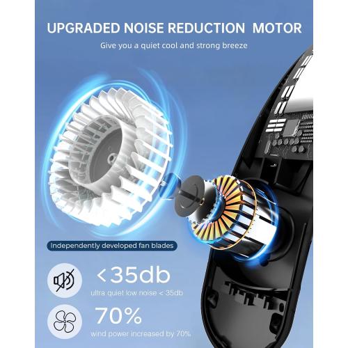 Portable Neck Fan, 4 Turbo Neck Fan, 4000 mAh Battery Operated, USB Rechargeable Personal Fan, 3 Speeds, 360° Cooling Airflow, LED Display, Wearable Fan for Home, Office, Travel, Gifts