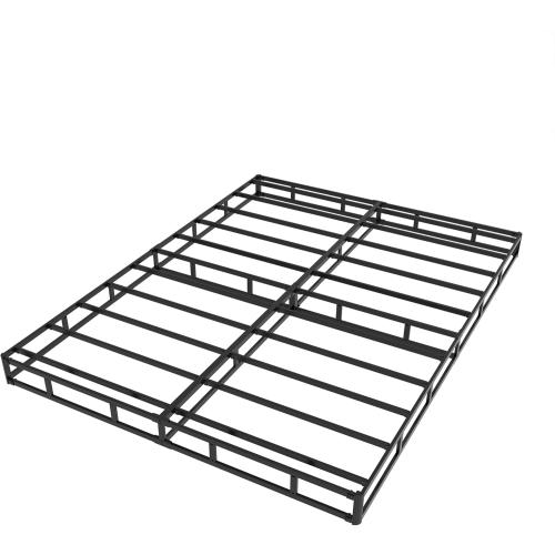 Cal King Box Spring 4 Inch Low Profile, Heavy Duty Metal Box Spring Bed Base with Fabric Cover, Mattress Foundation, Easy Assembly, Noise Free, Black