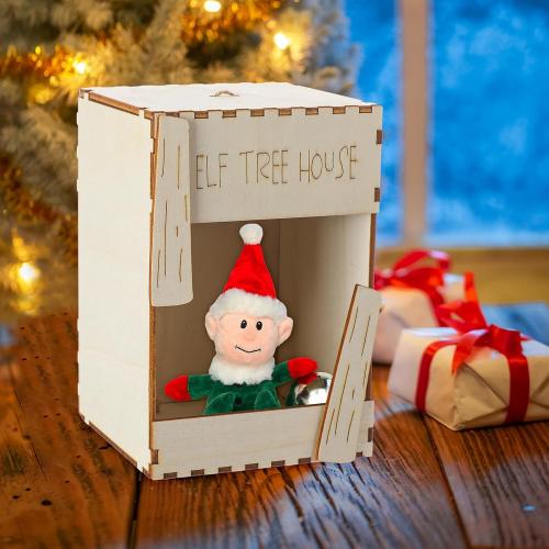 Christmas Elf Tree House Ornament 6 Inch Elf Carrier Christmas Tree Decor Ornament Prop with String for Xmas Decoration Party
