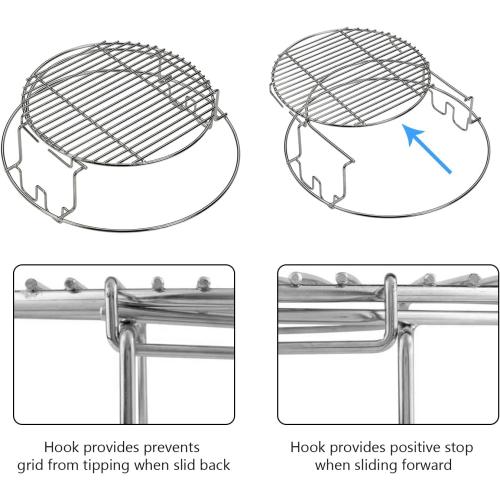 5 Piece Expander Rack for Big Green Egg Medium Replacement Kit Grill Racks for Eggspander Conveggtor Basket 304 Stainless Steel with Removable Cooking System BGE Accessories