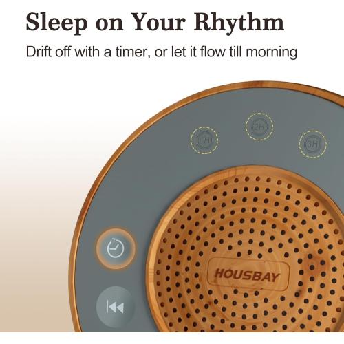 Housbay White Noise Machine with 31 Soothing Sounds, 5W Loud Stereo Sound, Auto-Off Timer, Adjustable Volume, Sleep Sound Machine for Baby, Kid, Adult -Wood Grain