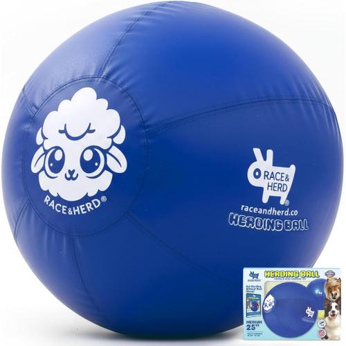 Race&Herd 25 Original XXL Herding Ball for Dogs Large - Herding Toys, Durable Outdoor Big Dog Herding Ball for Australian Shepherd, Corgis, Border Collie Ball & Other Medium to Large Breeds (Blue)
