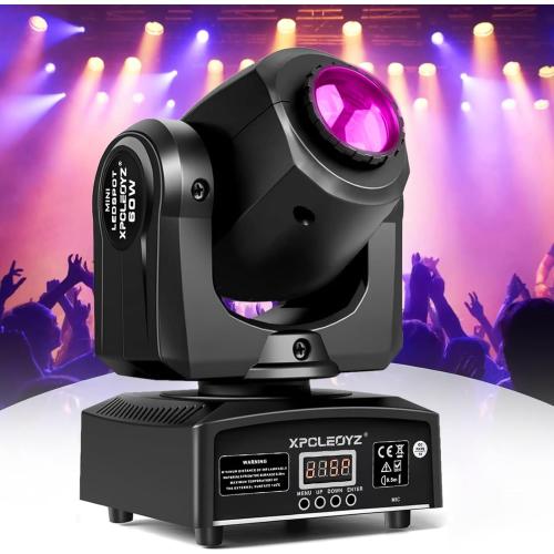 Stage Lights Moving Head Lights 8 Gobos 8 Colors 11 Channels 60W Spotlights DMX 512 with Sound Activated for Wedding DJ Party Stage Lighting 2PCS