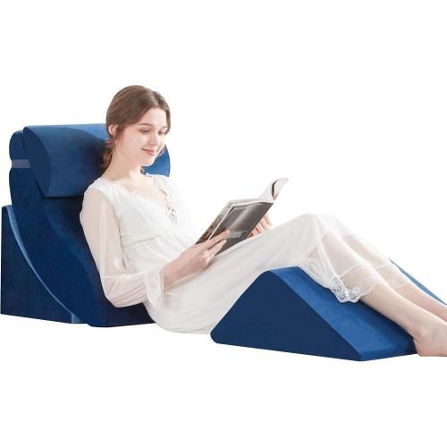 4PCS Orthopedic Bed Wedge Pillow Set for After Surgery, Memory Foam for Sleeping, Rotator Cuff Post Surgery, Sit Up Pillow for Shoulder and Back Support, Blue