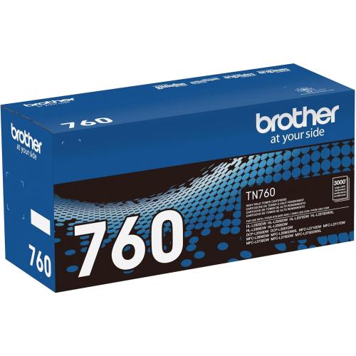 Brother Genuine TN760 High Yield Black Toner Cartridge, (For use with MFC-L2710DW MFC-L2750DW HL-L2350DW HL-L2370DW HL-L2395DW HL-L2390DW DCP-L2550DW Printers)