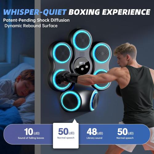 Music Boxing Machine for Adults Kids Interactive Punching Trainer with Boxing Gloves, Large Size Wall Mounted Electronic Boxing Target