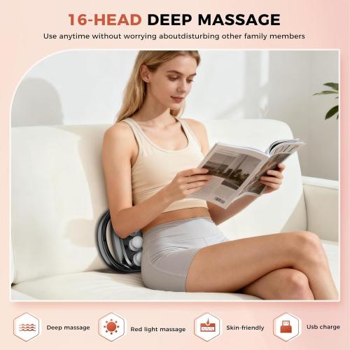 Beyn New 16-Head Massage Gun Set - 16 Gray Heads Included, 30 Speed Levels, Deep Tissue Massage for Back/Leg/Foot Muscle Relaxation, Portable Design