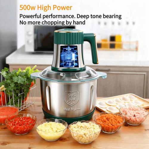 Food Processor,5-Speed Electric Food Chopper,Meat Grinder 5L(20Cups) with Two 6-Blade Sets,500W Powerful Vegetable Chopper Used for Dough Mixing,Meat, Nuts, Fruits, Garlic and Vegetables