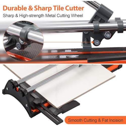 Manual Tile Cutter, 14 Inch Professional Ceramic Tile Cutter with Durable & Sharp Tungsten Carbide Cutting Wheel, Tile Cutter Tools for Cutting Porcelain Floor with Anti-slip Handle & Feet