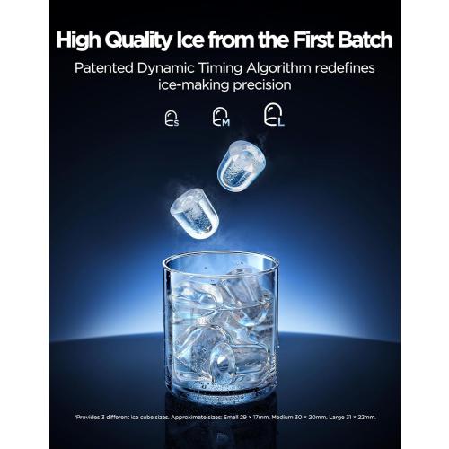 GoveeLife Smart Countertop Ice Maker 2 Pro, 3 Mins 9 Ice Cubes with 3 Sizes | 47lbs Daily, 40dB Quiet, Smart Pre-Cooling, App & Voice Control, Self-Clean, Dual Water Tanks for Home, Coffee, Party, Office