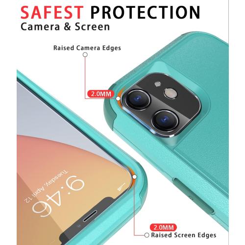 Diverbox for iPhone 14 Case [Shockproof] [Dropproof] [Tempered Glass Screen Protector],Heavy Duty Protection Phone Case Cover for Apple iPhone 14 (Teal-3in1)
