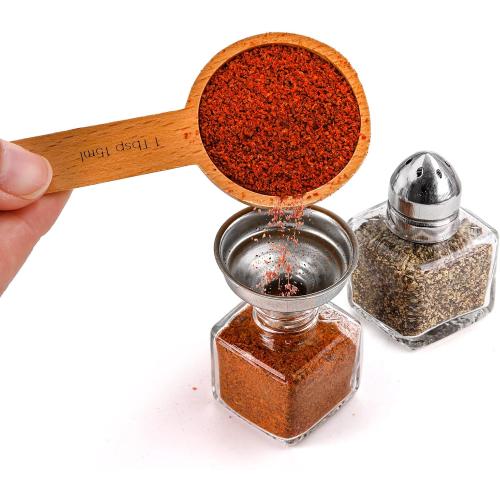 ZEAYEA Set of 22 Small Salt and Pepper Shakers, 0.5 oz Mini Glass Seasoning Jars with Funnel, Glass Cube Body Spice Shakers for Wedding, Party, Restaurant, Home Kitchen Supplies