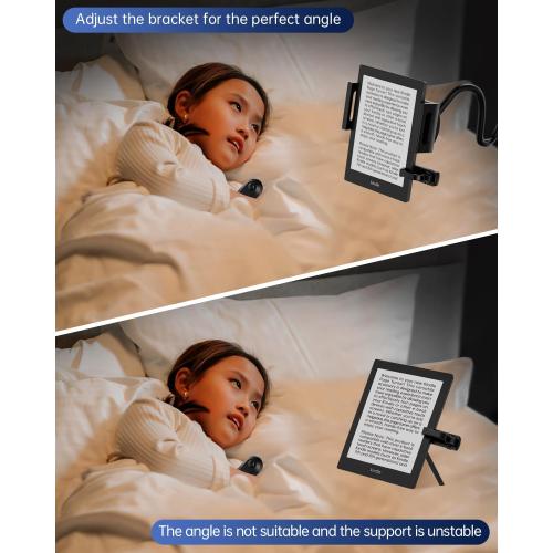 Kindle Holder with Remote Page Turner | Hands-Free Stand for Reading in Bed or Desk – Compatible with Kindle Paperwhite, Oasis, iPad, iPhone, and More | Fits Devices from 4.5” to 10”