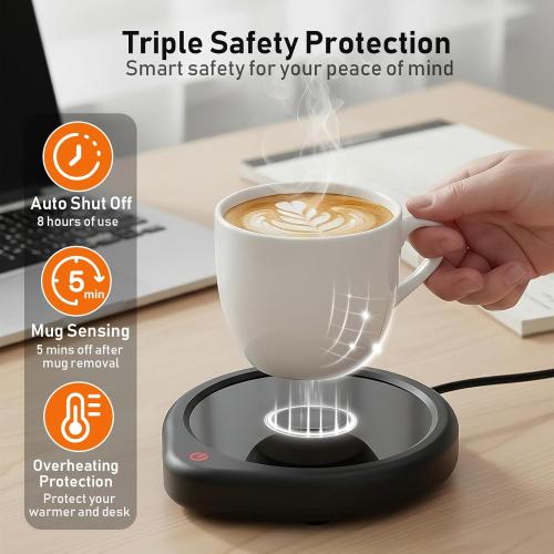 Coffee Mug Warmer, Cup Warmer for Desk with Auto Shut Off Smart Temperature Settings, Electric Beverage Tea Water Milk Heater for All Cups and Mugs, Heating Plate Candle Wax Warmer