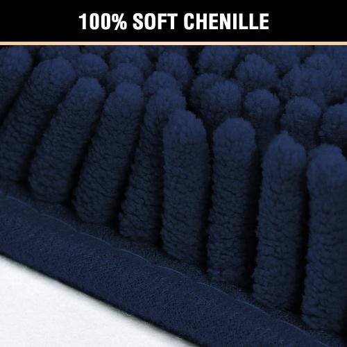 Navy Blue Bath Rug, Bath Mat Non Slip Bath Mats for Bathroom Floor, Bathroom Rug Extra Thick Chenille Rug Absorbent Soft Shaggy Washable Dry Fast Plush Rugs for Bathtubs