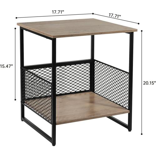 Square Side Table, 2 Tier End Table, Couch Side Table with Storage, Great For Printer Stand, Mini Fridge Stand, Aquarium Stand, Coffee Stand, Ideal for Living Room, Bedroom, Office (Light Oak)