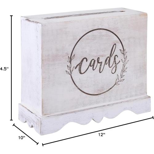 Wedding Card Box with Card Slit and Lock 12X10X4.5- Gift Wishing Well Card Box for Weddings, Receptions, Birthdays, Graduations, Baby Showers, Honeymoon Funds KHNDCNC (White)