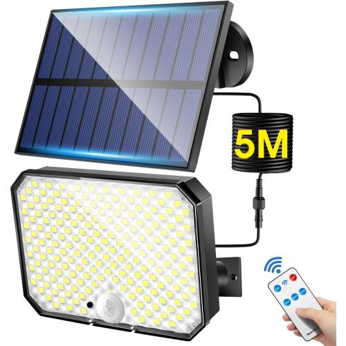 One Fire Solar Outdoor Lights, 190LED 1500LM Solar Flood Lights Outdoor, 3 Modes Solar Motion Sensor Light Outdoor,Remote Solar Motion Lights Outdoor,IP65 Solar Security Lights Outdoor Backyard Garage