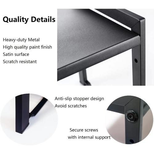 2 Pack Expandable Cabinet Shelf Organizer 16-26 L Stackable Kitchen Counter Shelves Rack Stand Sink Riser Countertop Storage Black (Narrow 5.1”D)