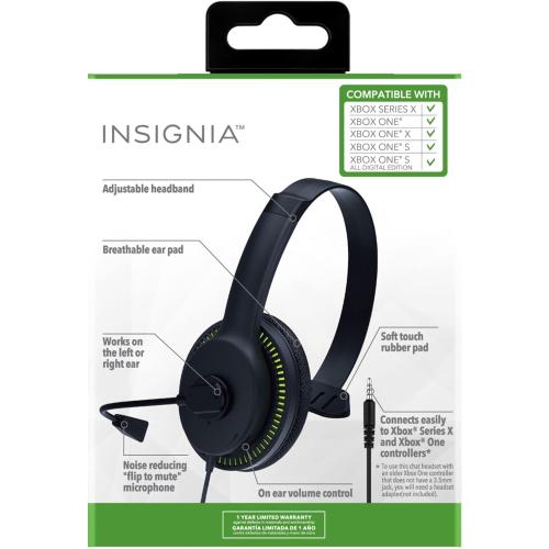Insignia - Wired Chat Headset for Xbox Series X | S and Xbox One - Black/Green