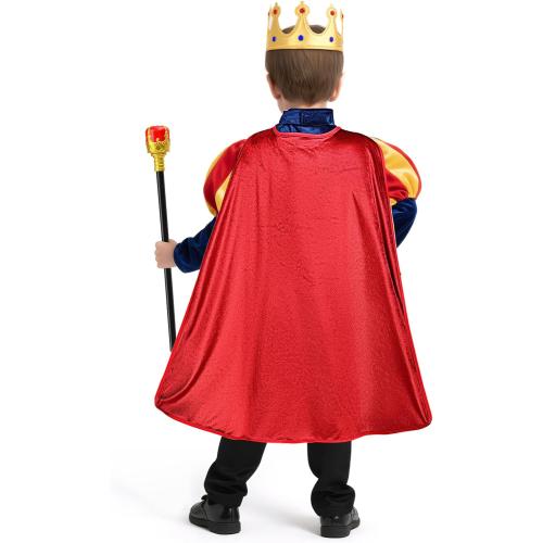 G.C Boys King Prince Charming Costume with Cape Kids Royal Dress Up Outfits Halloween Cosplay Role Play Birthday Gifts