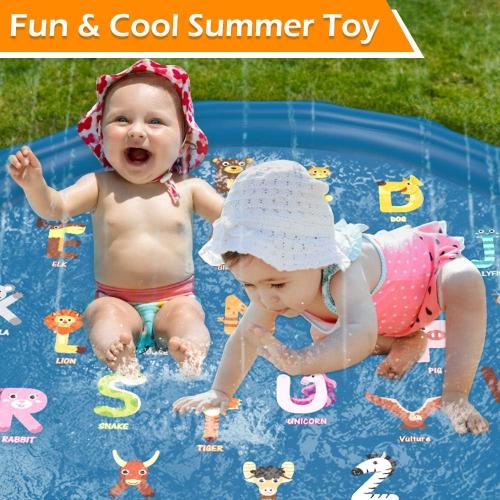 Jasonwell Splash Pad Sprinkler for Kids 60 Splash Play Mat Outdoor Water Toys Inflatable Splash Pad Baby Toddler Pool Boys Girls Children Outside Backyard Dog Sprinkler Pool for Age 1 2 3 4 5 6 7 8 9