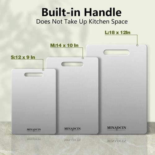 Titanium Cutting Boards For Kitchen, 100% Pure Cut Titanium Cutting Board, Food Grade Quality, Double-sided non-toxic, Easy To Clean, Dishwasher Safe And Will Not Absorb Odors(12L*9W)