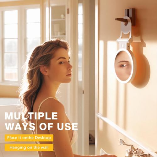 1X/30X Magnifying Mirror with Light, Double Sided Makeup Mirror with Adjustable Folding Handle, Lighted Vanity Mirror with Tweezer, Portable Tabletop Mirror for Travel Home