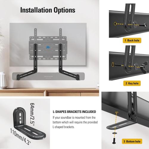 Mounting Dream Soundbar Mount Bracket Fits Most of Soundbars up to 15 Lbs