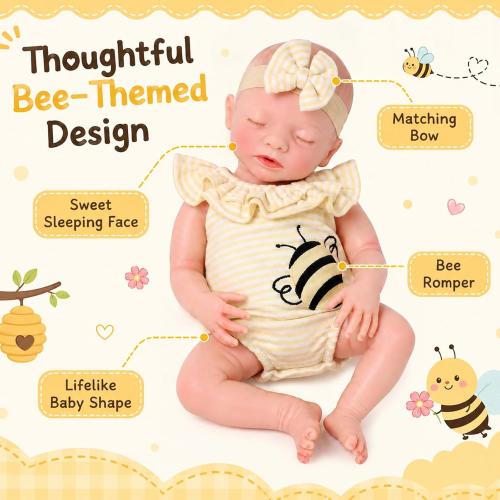 BABESIDE 16 Inch Silicone Baby Doll Weighted 4LB, Lifelike Newborn Dolls