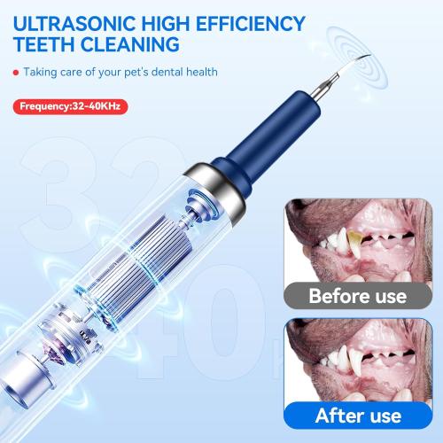 Pet Ultrasonic Tooth Cleaner Dental Tools Cleaning Kit for Teeth Stains for Dogs & Cats with 5 Modes,Blue