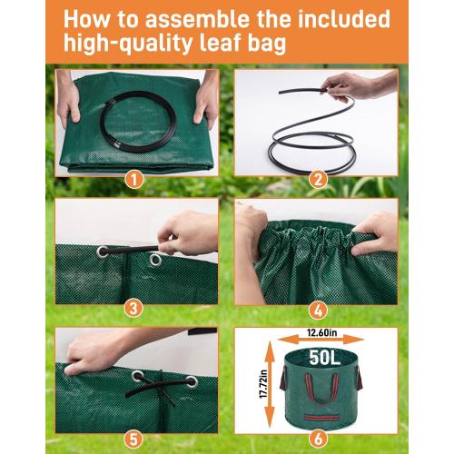HAUSPROFI Stand Up Weed Puller Tool with 36-46 Inch Adjustable Long Handle and 50L Garden Bag, Heavy Duty 4-Claw Stainless Steel Weed Remover Tool with Automatic Rebound Design for Deep Roots