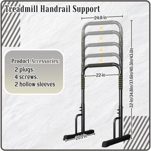 Walking Pad Handle Bar Only,Walking Pad with Handle Bar,Height-Adjustable Treadmill Accessories,25.2 inch Wide, 42.5 inch Max Height,Quick Assembly, Durable and Sturdy, Black and Yellow